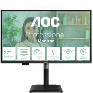 AOC Q27P4U 27" Class WQHD LED Monitor - 16:9 - Textured Black - 68.6 cm (27") Viewable - In-plane Switching (IPS) Technolo
