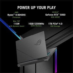 Asus ROG Strix G16 G614 G614FR-S5115W 40.6 cm (16") Gaming Notebook - 2.5K - 240 Hz - AMD Ryzen 9 Ryzen 9000 Series 9955HX