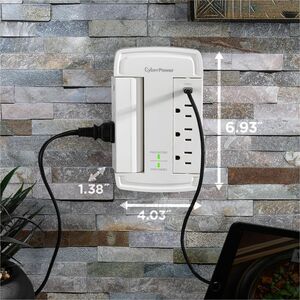 CyberPower CSP6WSUC Home Office 6 - Outlet Surge Protector with 2400 J Surge Suppression - Clamping Voltage 800V, NEMA 5-1