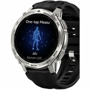 Kospet TANK T4C Smart Watch - Round Case Shape - Silver Body Color - Stainless Steel, Zinc Alloy Case Material - Silicone 