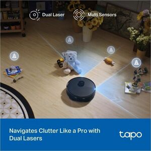 Tapo RV50 Pro Omni Cordless Robot Vacuum/Mop - Black - 3 L Dust Capacity - 95 mL Water Tank Capacity - Filter, Brush - Car