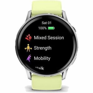 Garmin Venu 4 Smart Watch - Silver Case Color - Citron Band Color - Stainless Steel, Metal Body Material - Fiber Reinforce