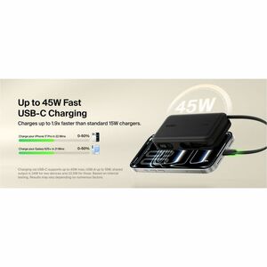 Belkin UltraCharge Power Bank - Black - For iPhone, iPad Air, iPad mini, iPad Pro - 10000 mAh - 45 W - USB Type-C Connecto
