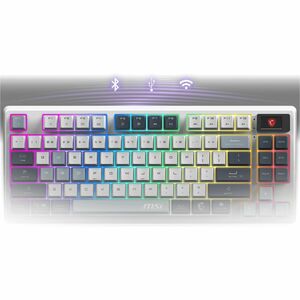 MSI FORGE GK600 TKL WIRELESS SKY Gaming Keyboard - Wired/Wireless Connectivity - Bluetooth/RF - Tenkeyless - 2.40 GHz - US