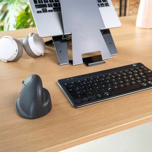 R-Go HE Basic Vertical Mouse Maus - Bluetooth - USB-Typ C - Optisch - 3 Taste(n) - Grau - Mac, Windows - Kabel/Drahtlos - 