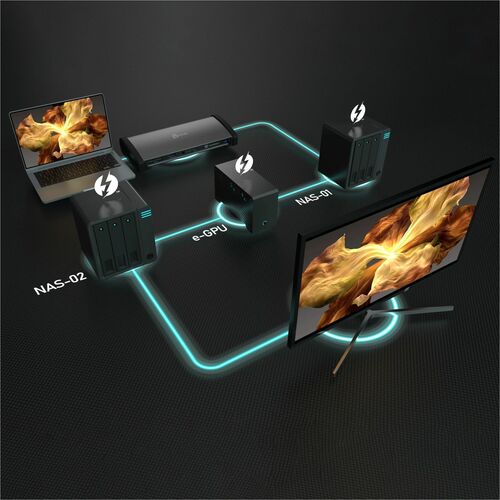 j5create Thunderbolt 4 Docking Station for Desktop PC, Notebook, Monitor, Mouse, Keyboard, Printer - Memory Card Reader - 