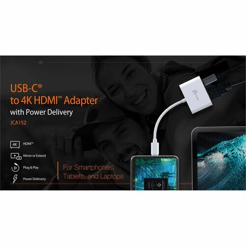 j5create JCA152 A/V-Adapter - 1 - 3840 x 2160 Supported - Weiß
