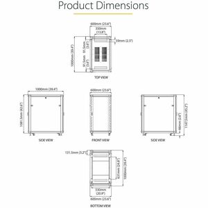StarTech.com 4-Post 22U Server Rack Cabinet, 19" Data Rack Cabinet for Computer / IT Equipment, Home Network Rack, Half He