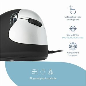 R-Go HE Break ergonomic mouse, vertical mouse with break software, prevents RSI, medium (hand length 165-185mm), right han