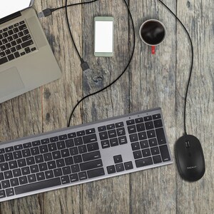 Macally USB Optical Quiet Click Mouse for Mac/PC Black - Optical - Cable - Black - USB - 2400 dpi - Scroll Wheel - Symmetr