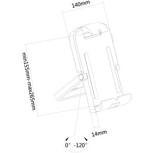 Neomounts TABLET-UN200WHITE Tablet PC Holder - 265 mm x 140 mm x 14 mm x - White - 1 kg Load Capacity - Tilt
