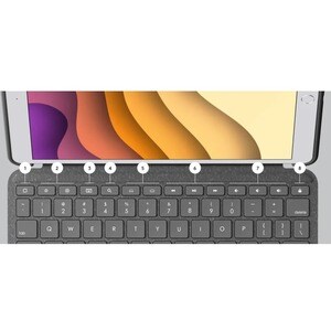 Logitech Combo Touch Keyboard/Cover Case for 25.9 cm (10.2") Apple, Logitech iPad (7th Generation) Tablet - Graphite - Spi