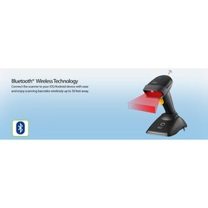 Adesso NuScan 2500TB Logistics, Warehouse Handheld Barcode Scanner - Wireless Connectivity - Black - USB Cable Included - 
