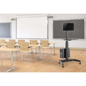 StarTech.com Mobile Standing Workstation with Monitor Mount, CPU/PC Holder, Height Adjustable Desktop Computer Cart, Stand