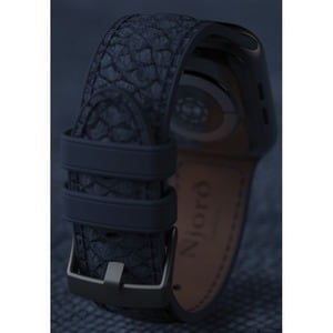 Njord Vatn SL14111 Smartwatch-Band - 1 - Blau - Silikon, Edelstahl, Veganes Kunstleder, Lachsleder