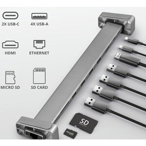 Trust Dalyx USB Type C Docking Station for Notebook/Tablet PC/Desktop PC/Smartphone/Monitor - 60 W - 7 x USB Ports - 4 x U