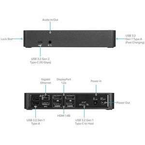 Targus USB Tipo C Base de conexión para Portátil - Conforme con normas TAA - 1 x RJ-45 Ports - Red (RJ-45) - Cableado - 100W