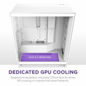 NZXT H7 Flow CM-H72FW-R1 Computer Case - ATX Motherboard Supported - Mid-tower - Galvanized Cold Rolled Steel (SGCC), Temp