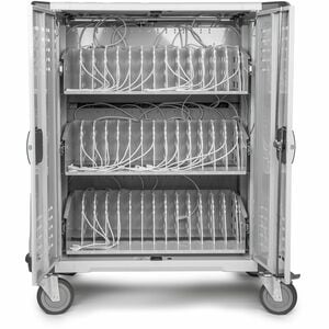 Rocstor Volt C42 Pre-Wired Charging Cart with Intelligent Power Charging 90W - 3 Shelf - 3 Drawer - Push Handle Handle - 4