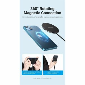 Vention FGABAG Induction Charger - Black - Box - For iPhone, Qi-enabled Device - Input connectors: USB - Heat-free Chargin