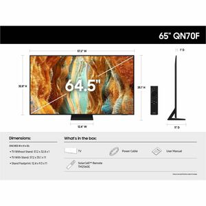 Samsung QN70F QN65QN70FAF 64.5" Smart LED-LCD TV 2025 - 4K UHDTV - High Dynamic Range (HDR) - Black - Neo Quantum HDR, HDR