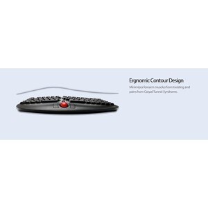 Adesso Tru-Form WKB-3150UB Keyboard - Wireless Connectivity - USB 2.0 Interface - Trackball - English (US) - Black - Membr