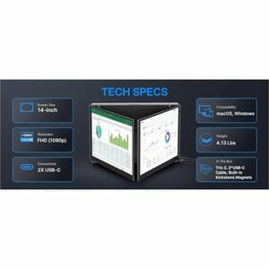 Mobile Pixels Trio 3 101-1004P05 14" Class LCD Monitor - 16:10 - 14.1" Viewable - In-plane Switching (IPS) Technology - 19