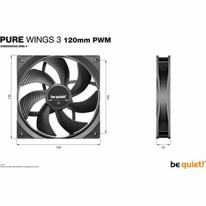 be quiet! Pure Wings 3 3 Pack Cooling Fan - Multimedia System, PC, Radiator - 120 mm Maximum Fan Diameter - 3 x Fan(s) - 8