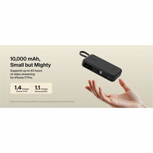 Belkin UltraCharge Power Bank - Black - For iPhone, iPad Air, iPad mini, iPad Pro - 10000 mAh - 45 W - USB Type-C Connecto
