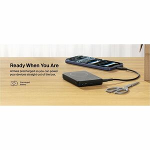 Belkin BoostCharge Power Bank - Black - For Smartphone, iPhone - 10000 mAh - 20 W - USB Type-C Connector - 2 x USB - Magne