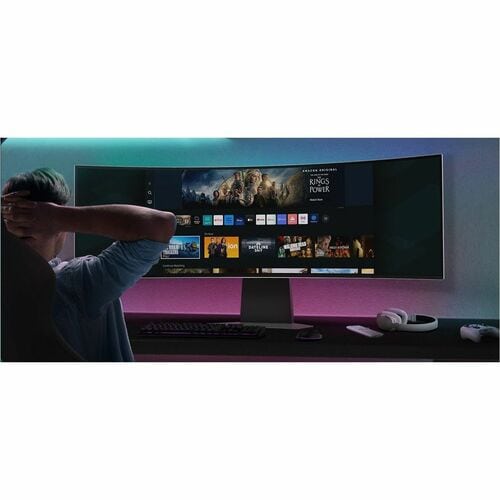 Samsung Odyssey G9 S49CG954EU 49" (124.5 cm) Class Dual Quad HD (DQHD) Curved Screen Gaming LED Monitor - 32:9 - Black - 4