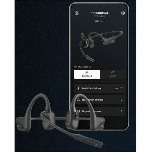 Shokz OpenComm2 UC Wireless Behind-the-neck, Earbud, Over-the-ear, Open-ear Stereo Earset - Black - Binaural - Open - 3000