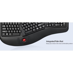 Adesso 2.4 GHz Wireless Ergonomic Trackball Keyboard - Wireless Connectivity - RF - 30 ft - 2.40 GHz - USB Interface - 105