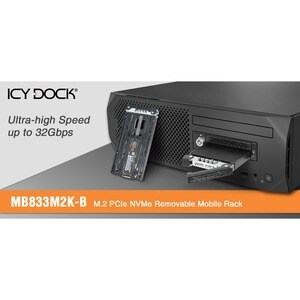 Icy Dock MB833M2K-B Drive Enclosure for 3.5" M.2, PCI Express NVMe - Mini-SAS HD Host Interface Internal - Black - Hot Swa