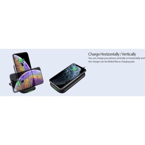 Adesso 10W Max Qi-Certified 2-Coil Foldable Wireless Charging Stand - 5 V DC Input - Input connectors: USB - Overcharge Pr