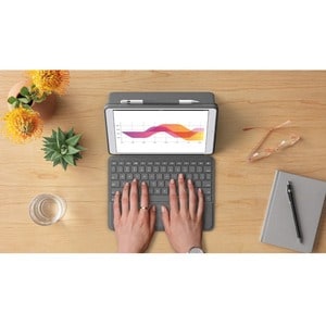 Logitech Combo Touch Keyboard/Cover Case for 25.9 cm (10.2") Logitech, Apple iPad (7th Generation) Tablet - Graphite - Scu