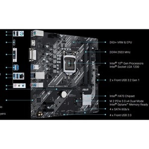 Asus Prime H410M-K R2.0 Desktop Motherboard - Intel H410 Chipset - Socket LGA-1200 - Intel Optane Memory Ready - Micro ATX