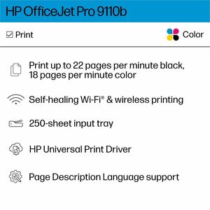 HP Officejet Pro 9110b Desktop Wireless Inkjet Printer - Color - 32 ppm Mono / 32 ppm Color - 1200 x 1200 dpi Print - Auto