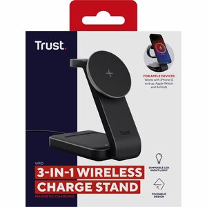 Trust Viro Induktionsladegerät - Schwarz - für Smartphone, iPhone, Smartwatch, AirPod, Ohrhörer - Eingangsstecker: USB - N