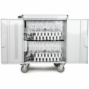 Rocstor Volt Charging Cart - 3 Shelf - Push Handle Handle - 4 Casters - 5" Caster Size - Steel - 30" Width x 25.10" Depth 
