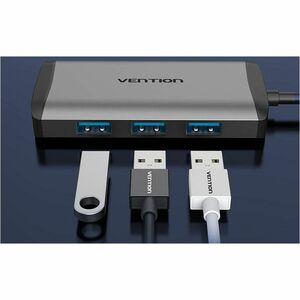 Vention CNCHB USB Type C Docking Station for Flash Drive, TV - Charging Capability - Grey - Portable - 4K, HD - 3840 x 216
