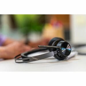 Poly Voyager Focus 2 有线/无线 头戴式 立体声 耳机 - 黑 - Google Assistant, Siri - 双声道 - 上耳式 - 9100 cm - 蓝牙 - 10.2 cm 线缆 - 全向, Discreet技
