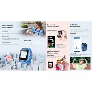 TCL MOVETIME MT46X Smartwatch - Kinder - Schwarz, Grau Body Color - Wireless LAN - 4G - Kamera, Push-Benachrichtigung, SMS