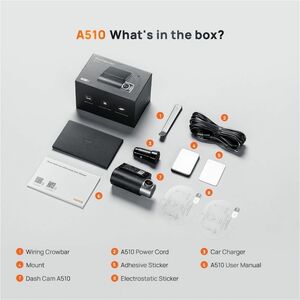 70mai A510 Front/Rear Vehicle Camera - 5.1 cm (2") Screen - Night Vision - 2592 x 1944 Video - STARVIS 2 CMOS