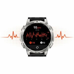 Kospet TANK T4C Smart Watch - Round Case Shape - Silver Body Color - Stainless Steel, Zinc Alloy Case Material - Silicone 