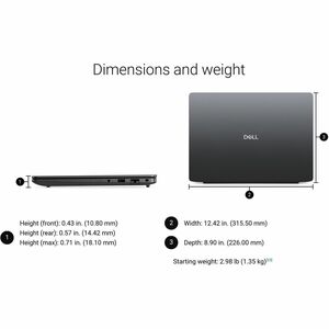 Dell Pro 5 14 P514265 - 14in FHD+ 1920x1200 - Ryzen AI 7 PRO 450 - 32GB 1x32GB - 512GB SSD - FHD IR Camera - Windows 11 Pr