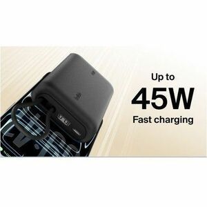 Belkin BoostCharge Stromspeicher - Schwarz - 10000 mAh - 45 W - Integriertes Kabel - Schwarz