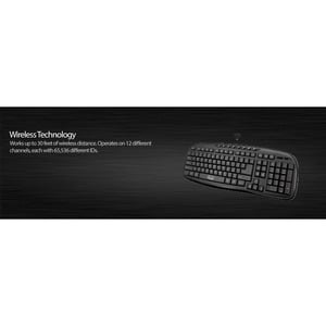 Adesso WKB-1330CB - 2.4 GHz Wireless Desktop Keyboard and Mouse Combo - USB Membrane Wireless RF 2.40 GHz Keyboard - 103 K