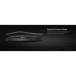 Adesso Tru-Form Wireless Ergo Mini Keyboard & Mouse - USB Membrane Wireless RF Keyboard - 87 Key - English (US) - Black - 