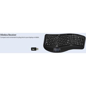 Adesso 2.4GHz Wireless Ergonomic Touchpad Keyboard - Wireless Connectivity - RF - 30 ft - 2.40 GHz - USB Interface - 105 K